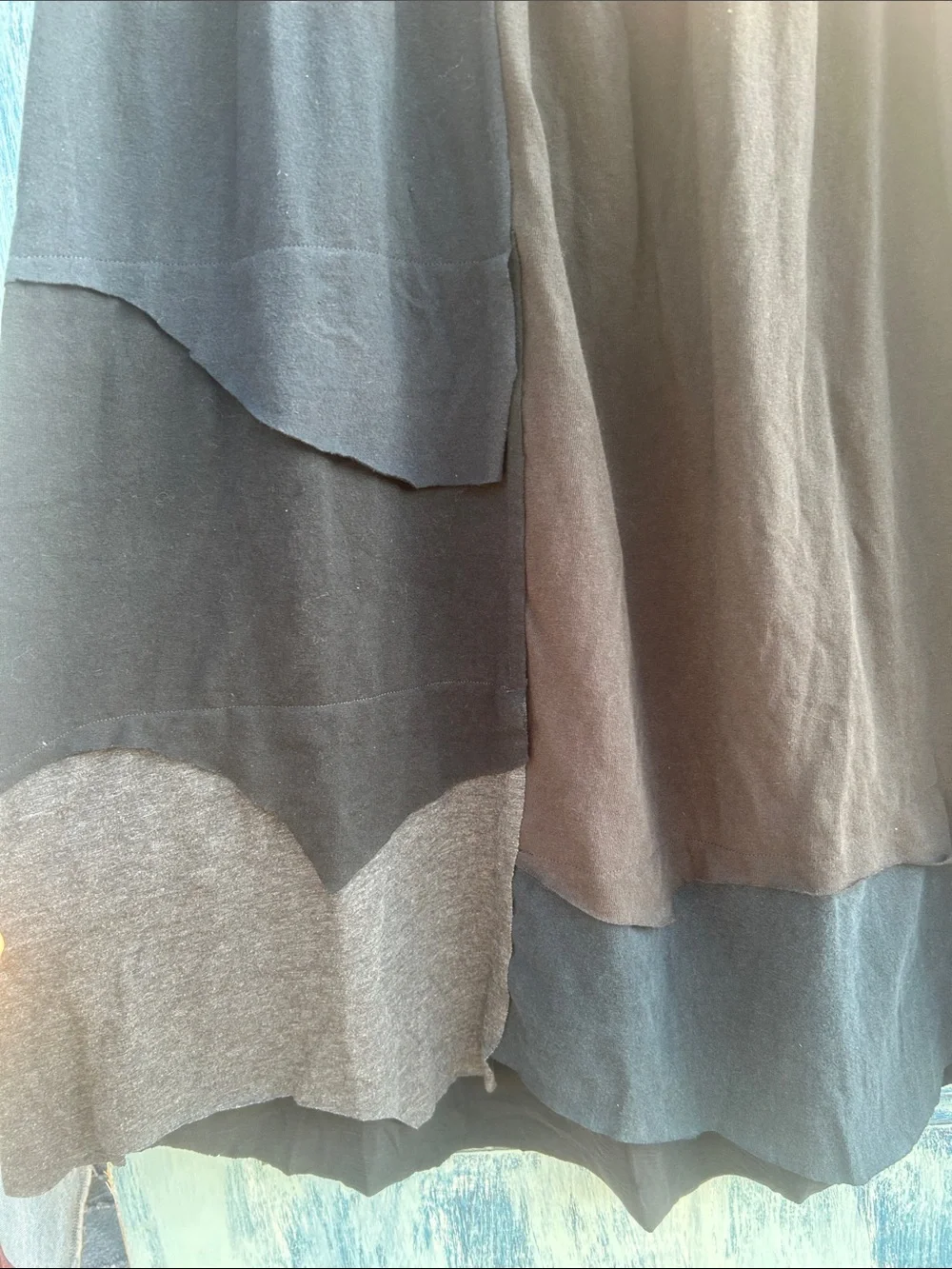 Upcycled patchwork t shirt skirt